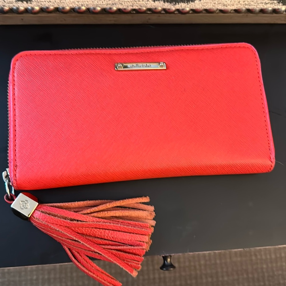 Stella & Dot Mercer Tassel Zipper Wallet Red/Orange